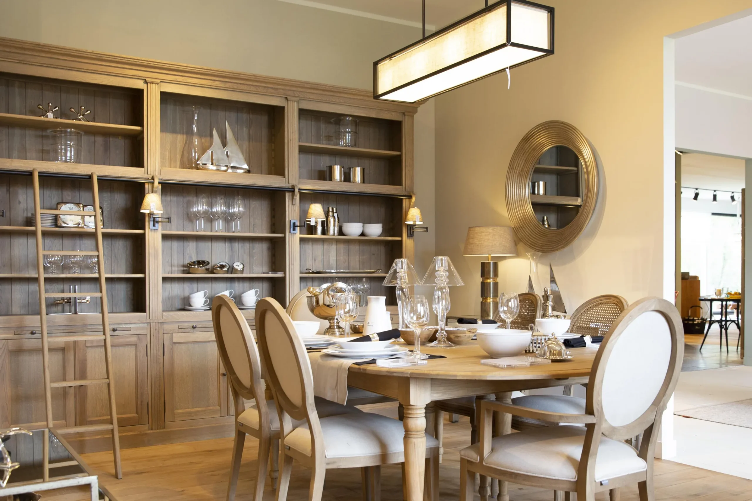 Flamant Balmore, Boekenkast, Verweerd Eiken, 3-Delig, Met Ladder