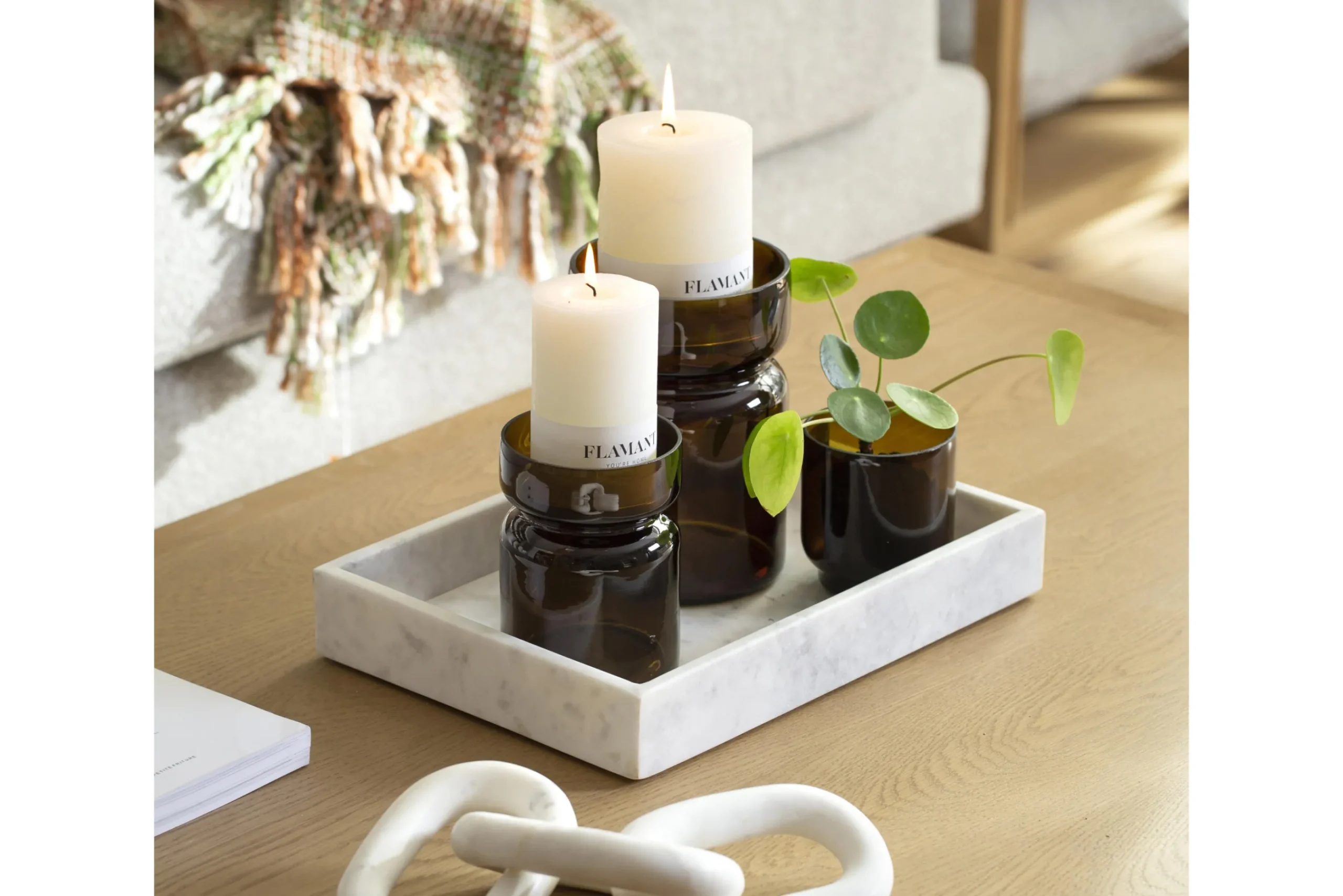 Flamant Beth, Kaars, Kleur Wit, 7X9Cm