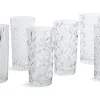Flamant Bogart, Hoog Glas, Handgeslepen, Set Van 6