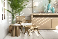 Flamant Bruno, Fauteuil, Eiken, Riet, Met Kussen