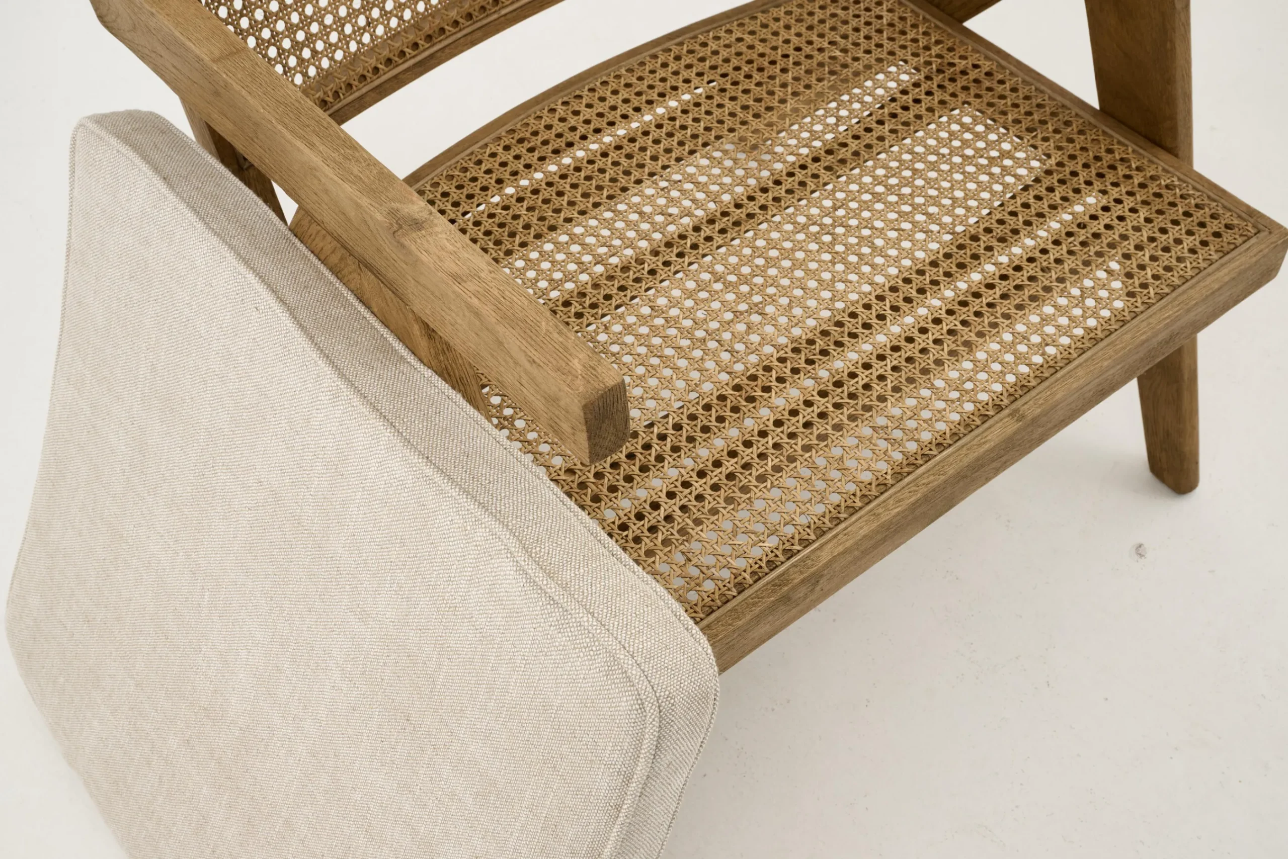 Flamant Bruno, Fauteuil, Eiken, Riet, Met Kussen