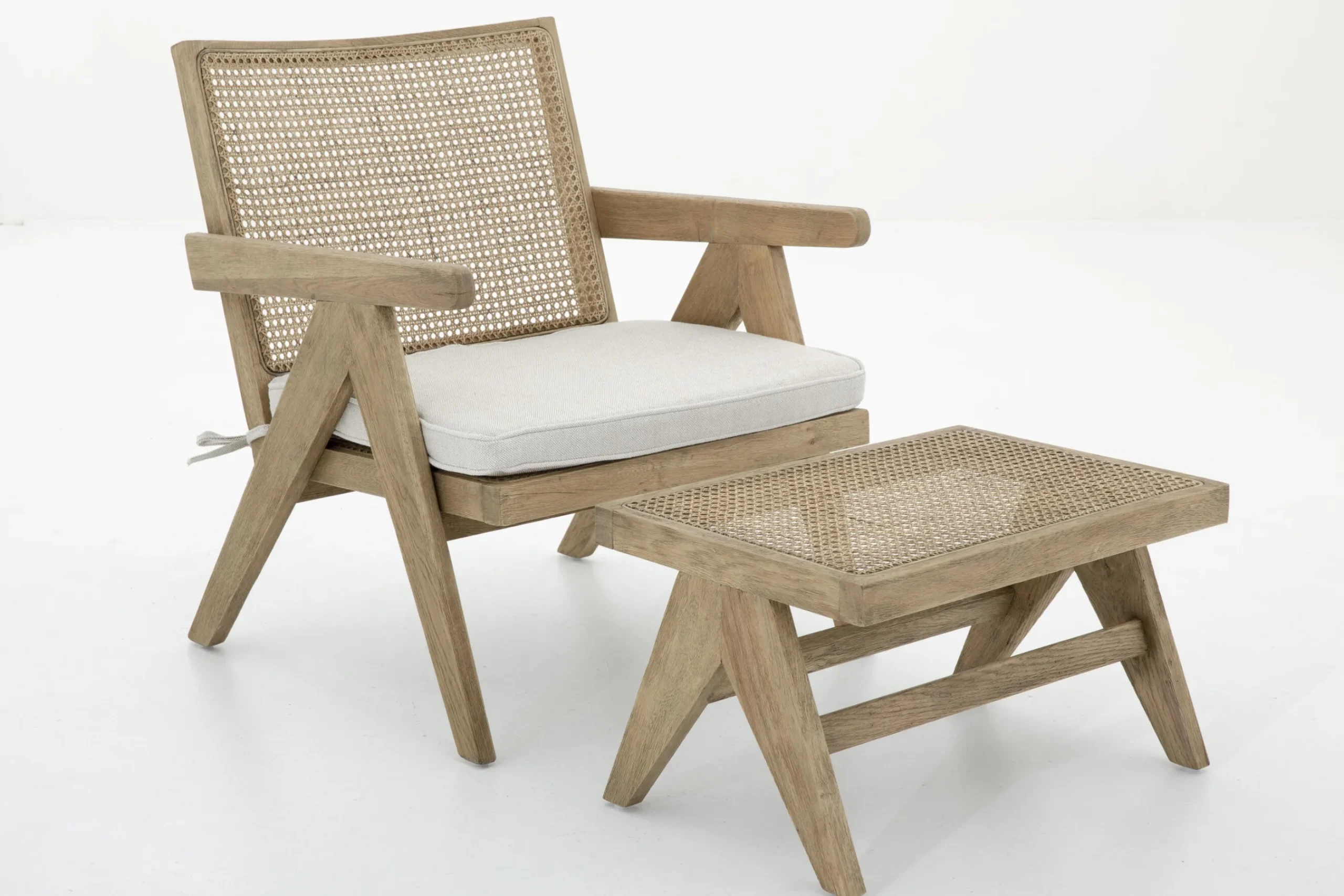 Flamant Bruno, Fauteuil, Eiken, Riet, Met Kussen