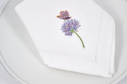 Flamant Lavendel, Servet, Borduurwerk, Set Van 6