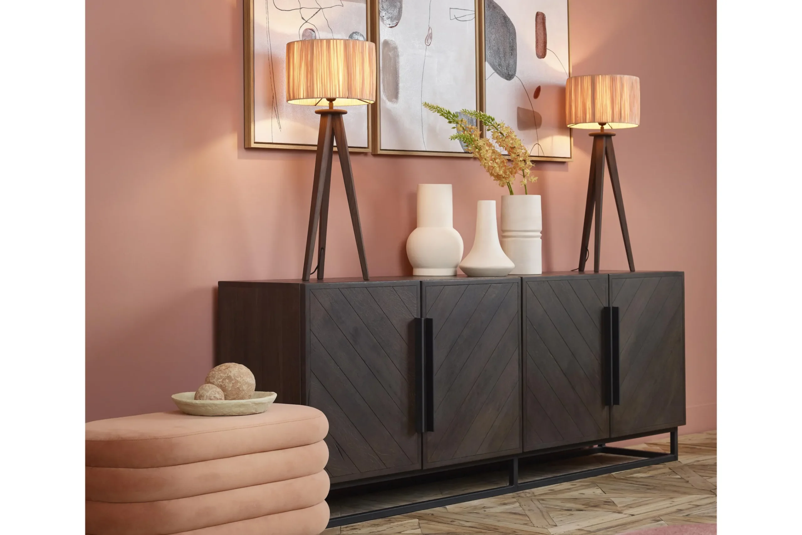 Flamant Maeve, Tafellamp Met Kap, Hout En Raffia