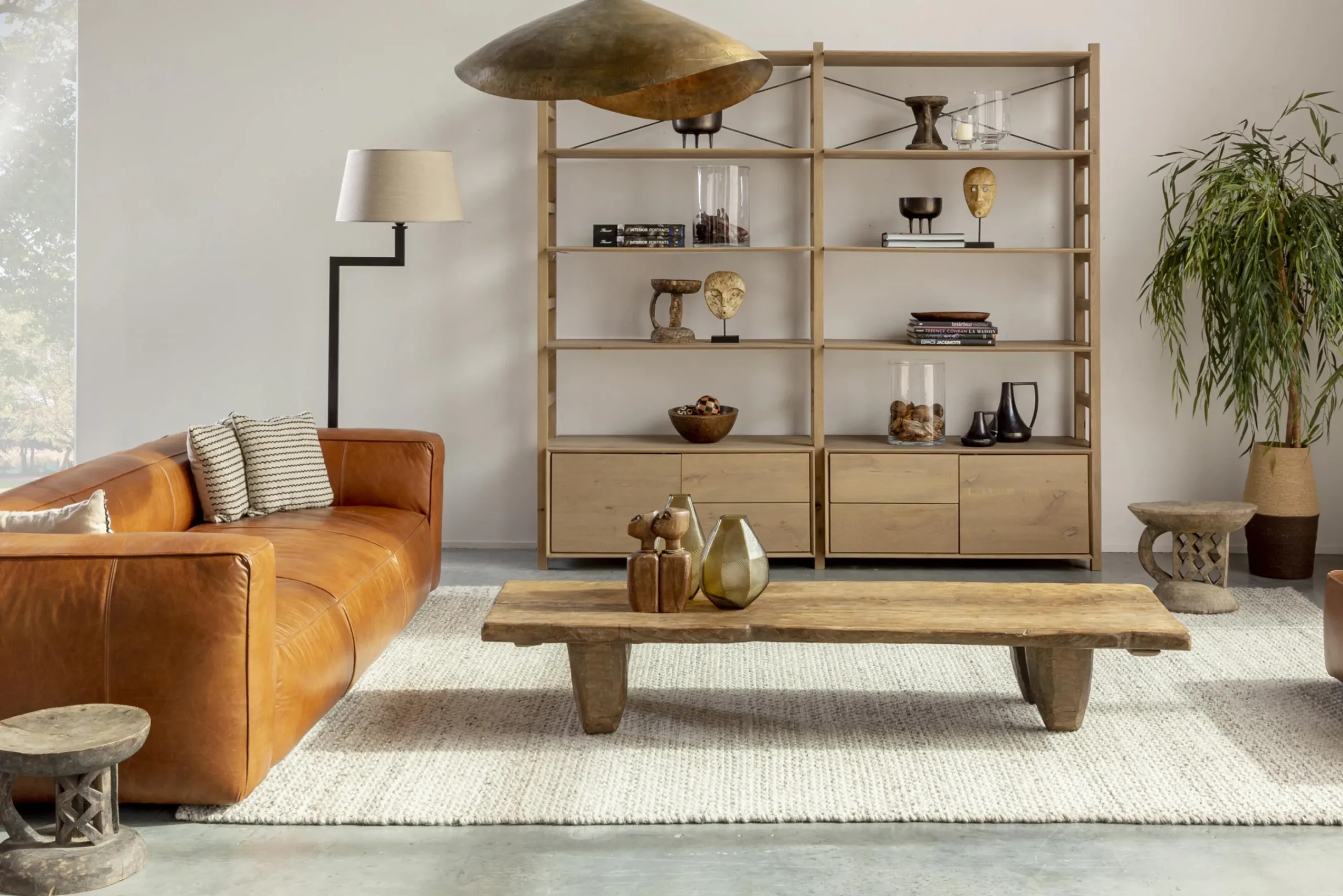 Flamant Martha, Staande Lamp, Bruin/Zwart, Messing