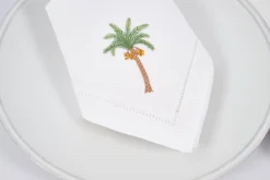 Flamant Mimosa, Servet, Borduurwerk, Set Van 6