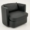 Flamant Nelia, Fauteuil, Leer Zwart, Draaibaar