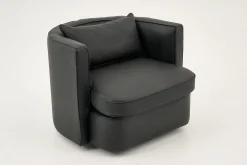 Flamant Nelia, Fauteuil, Leer Zwart, Draaibaar