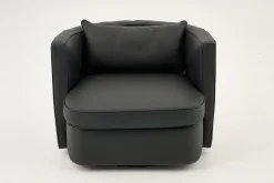 Flamant Nelia, Fauteuil, Leer Zwart, Draaibaar