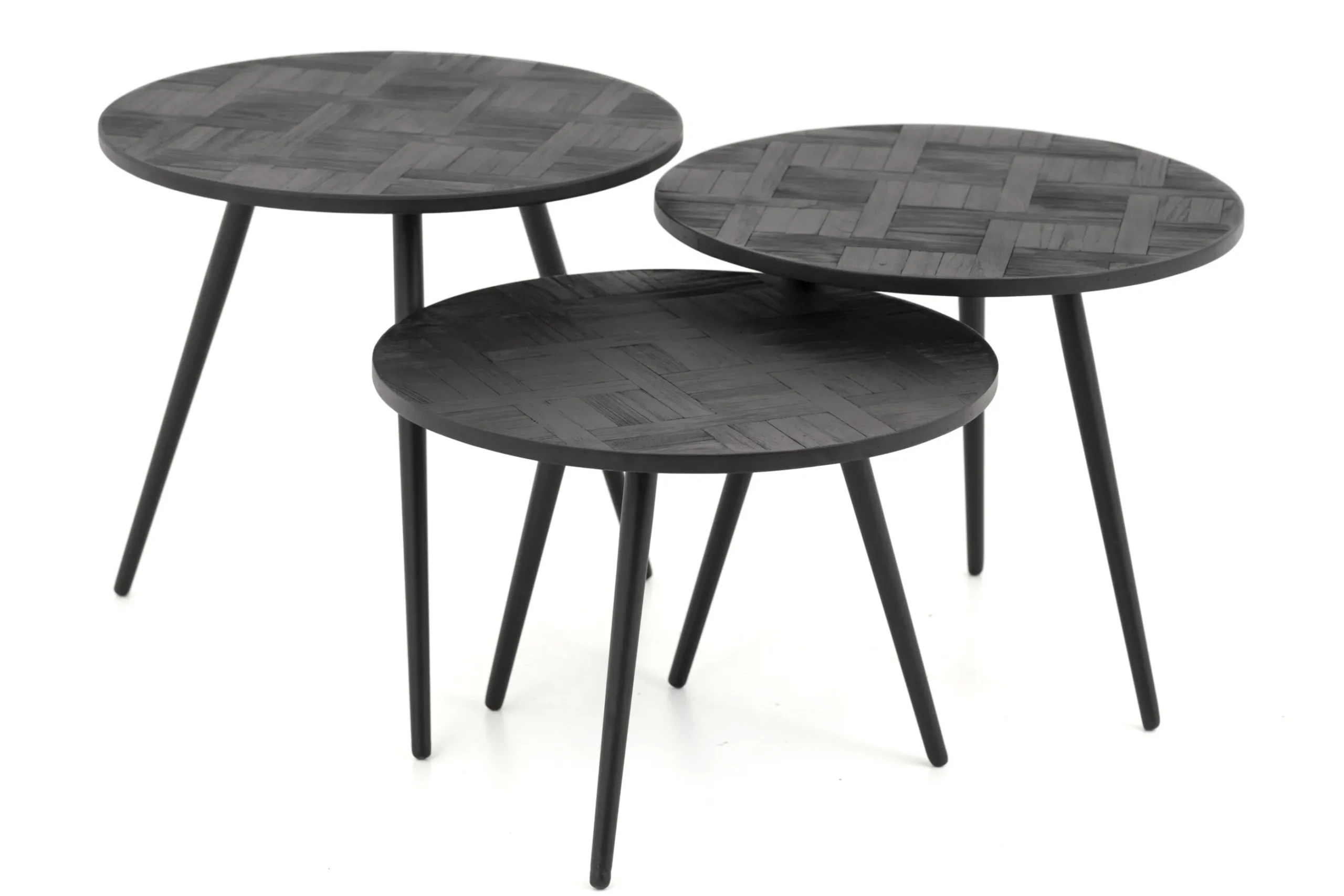 Flamant Robyn, Bijzettafel, Teruggewonnen Teak, Rond, Set Van 3