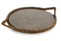 Flamant Togo, Dienblad, Rond, Met Glas, Riet