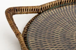 Flamant Togo, Dienblad, Rond, Met Glas, Riet