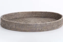 Flamant Togo, Dienblad, Rond, Riet, Grijs, 48Cm