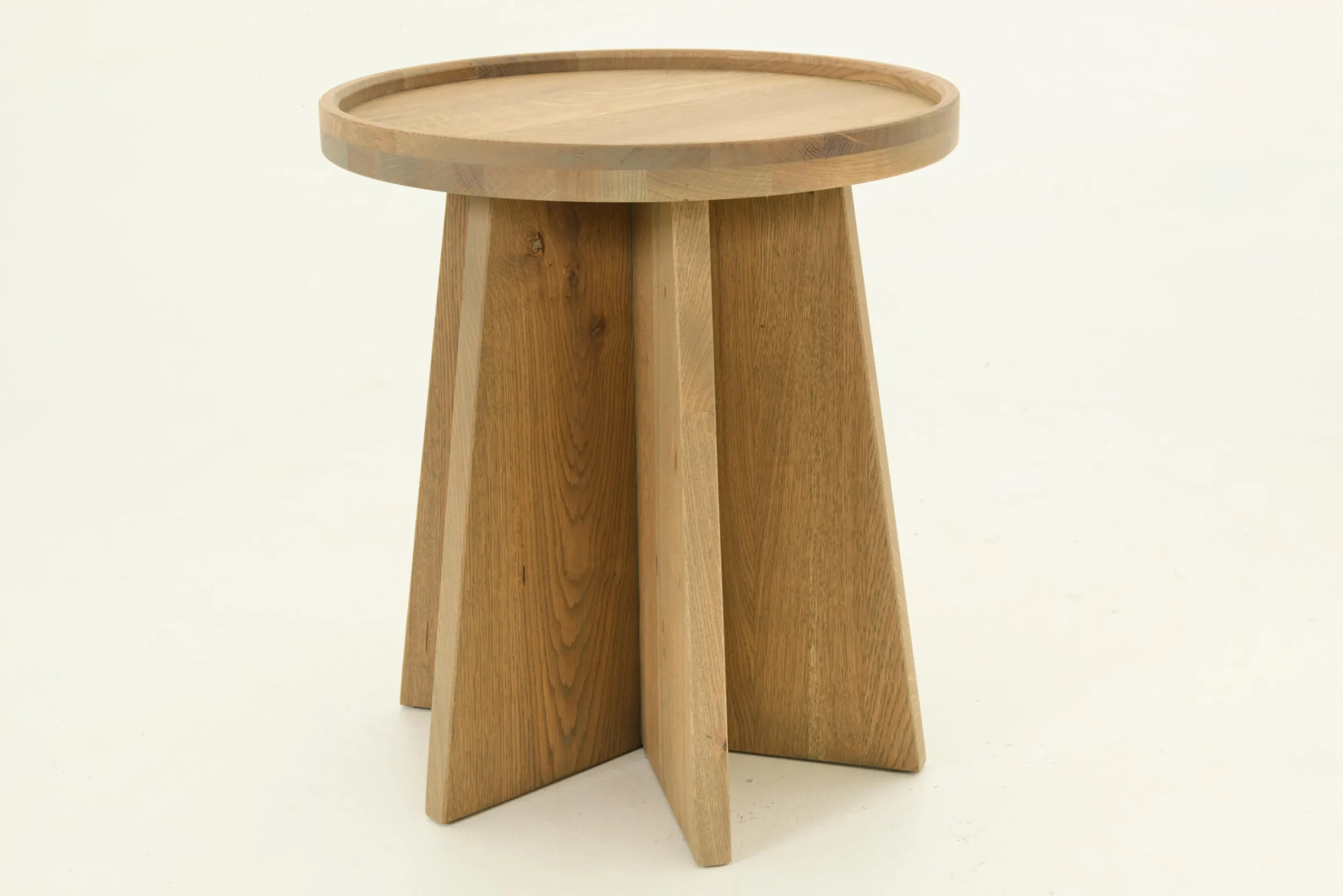 Flamant Zilver, Bijzettafel, Verweerd Eiken, Rond